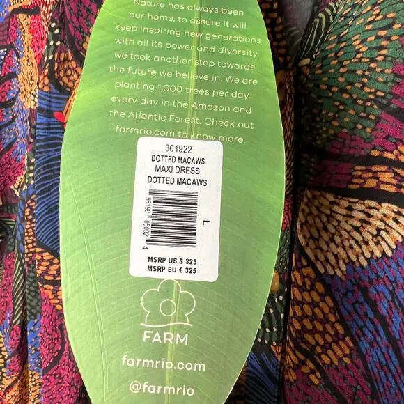 Farm Rio Dotted Macaws Maxi Dress Size Large NWT - Picture 7 of 8